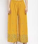 Mustard printed rayon palazzo-pants