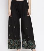 Black printed rayon palazzo-pants