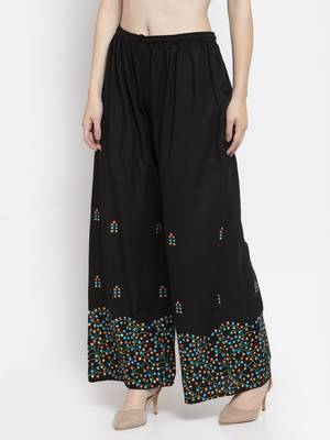 Black printed rayon palazzo-pants 3