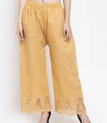 Beige plain rayon palazzo-pants