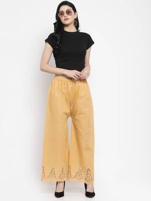 Beige plain rayon palazzo-pants 2