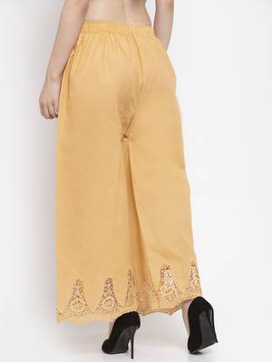 Beige plain rayon palazzo-pants 4