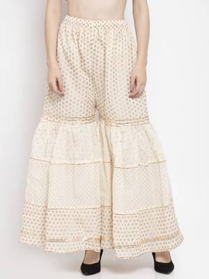 Off-white plain rayon palazzo-pants 1