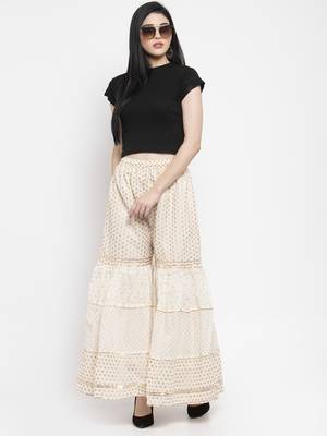 Off-white plain rayon palazzo-pants 2