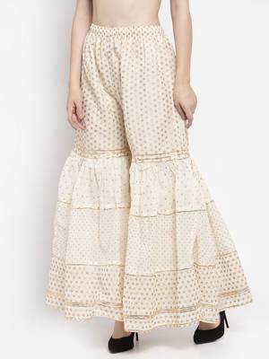 Off-white plain rayon palazzo-pants 3