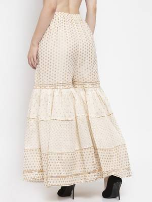 Off-white plain rayon palazzo-pants 4