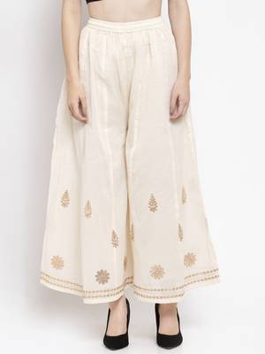 Off-white plain rayon palazzo-pants 1