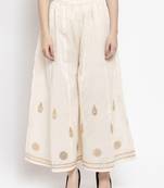 Off-white plain rayon palazzo-pants