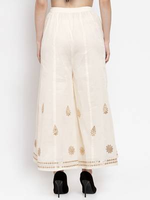 Off-white plain rayon palazzo-pants 4