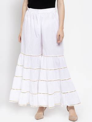 White plain rayon palazzo-pants 1
