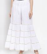 White plain rayon palazzo-pants