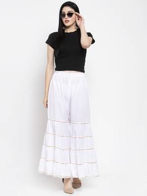 White plain rayon palazzo-pants 2