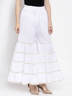 White plain rayon palazzo-pants 3