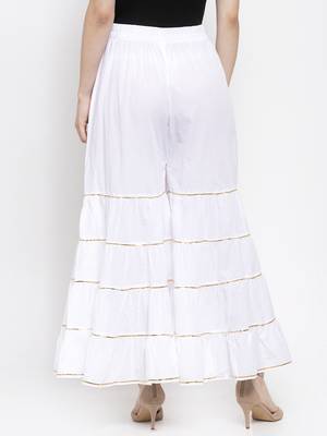 White plain rayon palazzo-pants 4