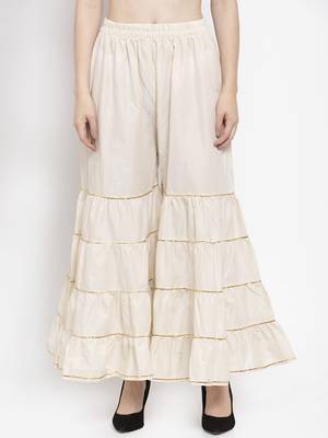 Off-white plain rayon palazzo-pants 1