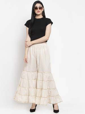 Off-white plain rayon palazzo-pants 2