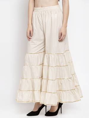 Off-white plain rayon palazzo-pants 3