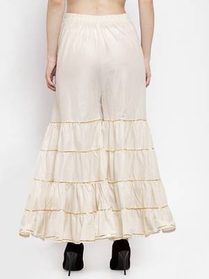 Off-white plain rayon palazzo-pants 4