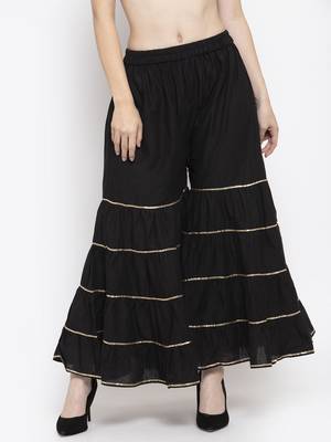 Black plain rayon palazzo-pants 1