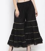 Black plain rayon palazzo-pants