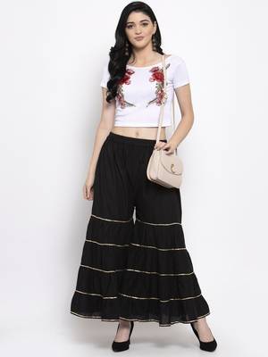 Black plain rayon palazzo-pants 2