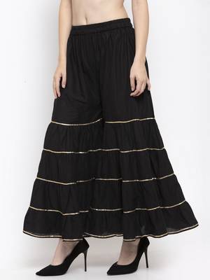 Black plain rayon palazzo-pants 3