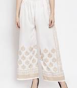 Off-white printed rayon palazzo-pants
