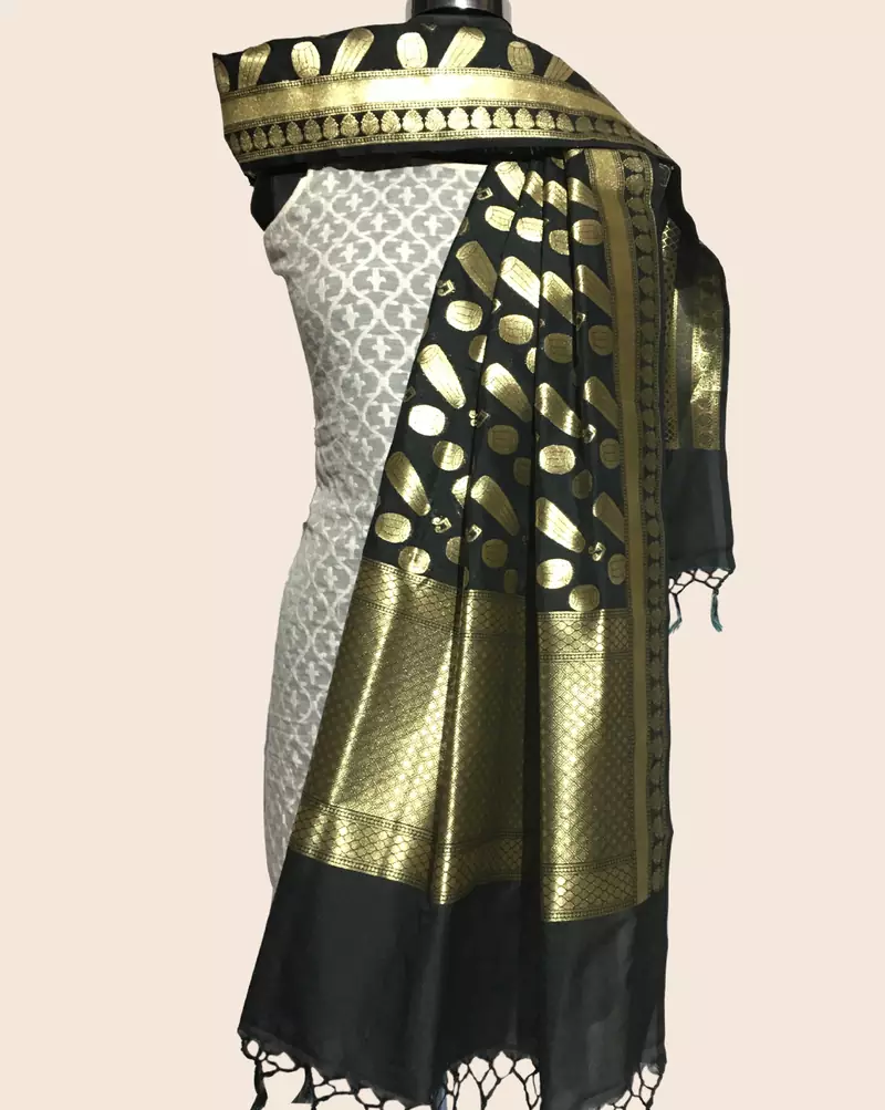Semi kataan silk banarasi dupatta
