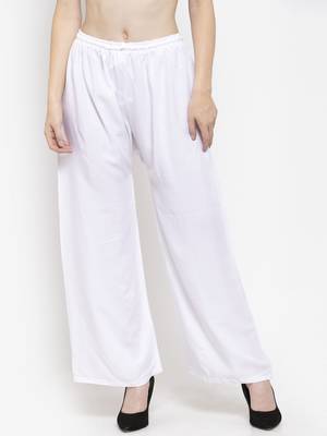 White plain rayon palazzo-pants 1