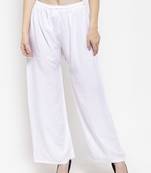 White plain rayon palazzo-pants