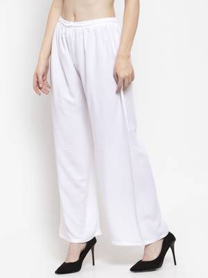 White plain rayon palazzo-pants 3