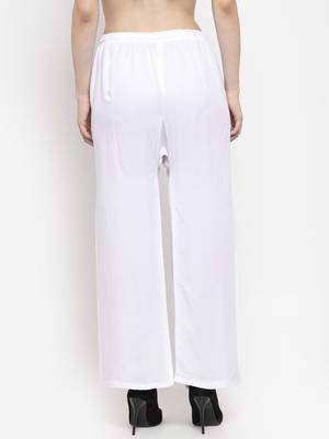 White plain rayon palazzo-pants 4