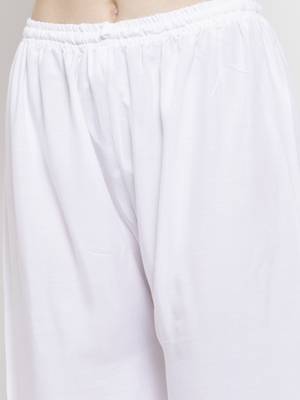 White plain rayon palazzo-pants 5