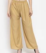 Fawn plain rayon palazzo-pants