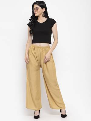 Fawn plain rayon palazzo-pants 2