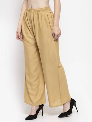 Fawn plain rayon palazzo-pants 3