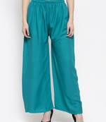 Turquoise plain rayon palazzo-pants