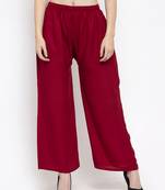 Maroon plain rayon palazzo-pants