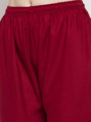 Maroon plain rayon palazzo-pants 5