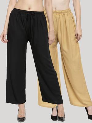 Multicolor plain rayon palazzo-pants 1