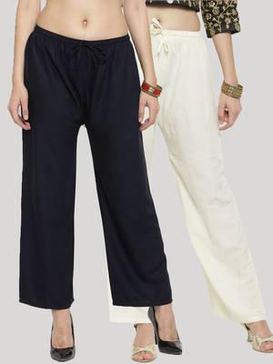 Multicolor plain rayon palazzo-pants 1
