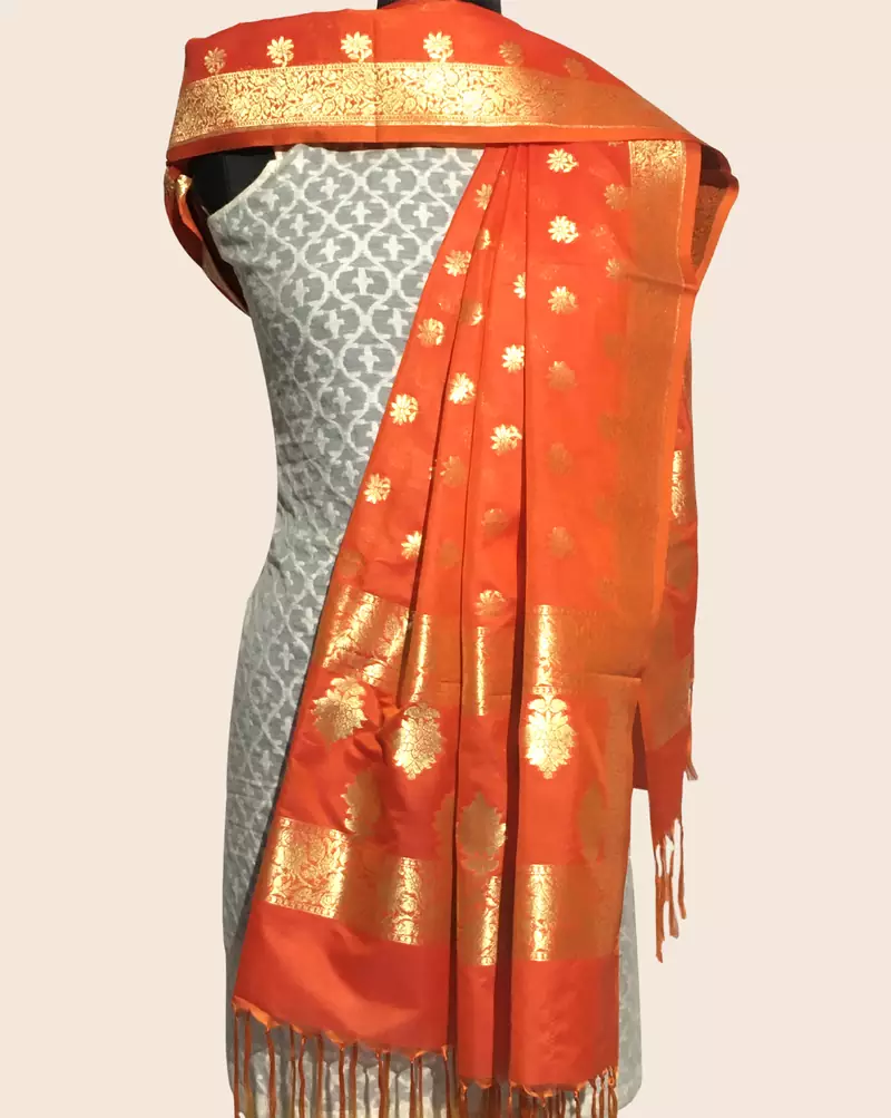 Semi kataan silk banarasi dupatta