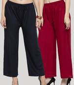 Multicolor plain rayon palazzo-pants