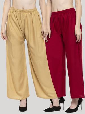 Multicolor plain rayon palazzo-pants 1
