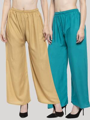 Multicolor plain rayon palazzo-pants 1