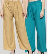 Multicolor plain rayon palazzo-pants
