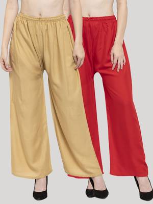 Multicolor plain rayon palazzo-pants 1