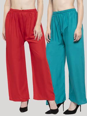 Multicolor plain rayon palazzo-pants 1