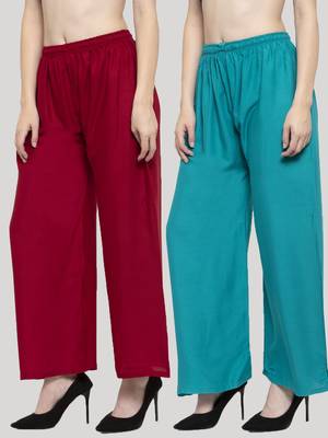 Multicolor plain rayon palazzo-pants 1
