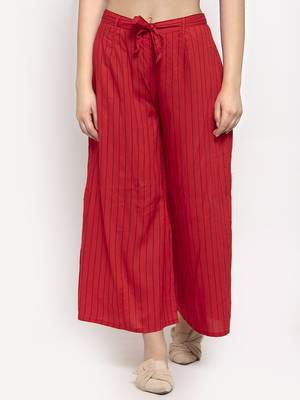 Red printed rayon palazzo-pants 1